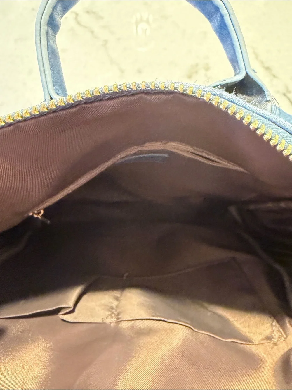 Dusty Blue heritage Vegan Leather Backpack with guitar  Colorful Strap